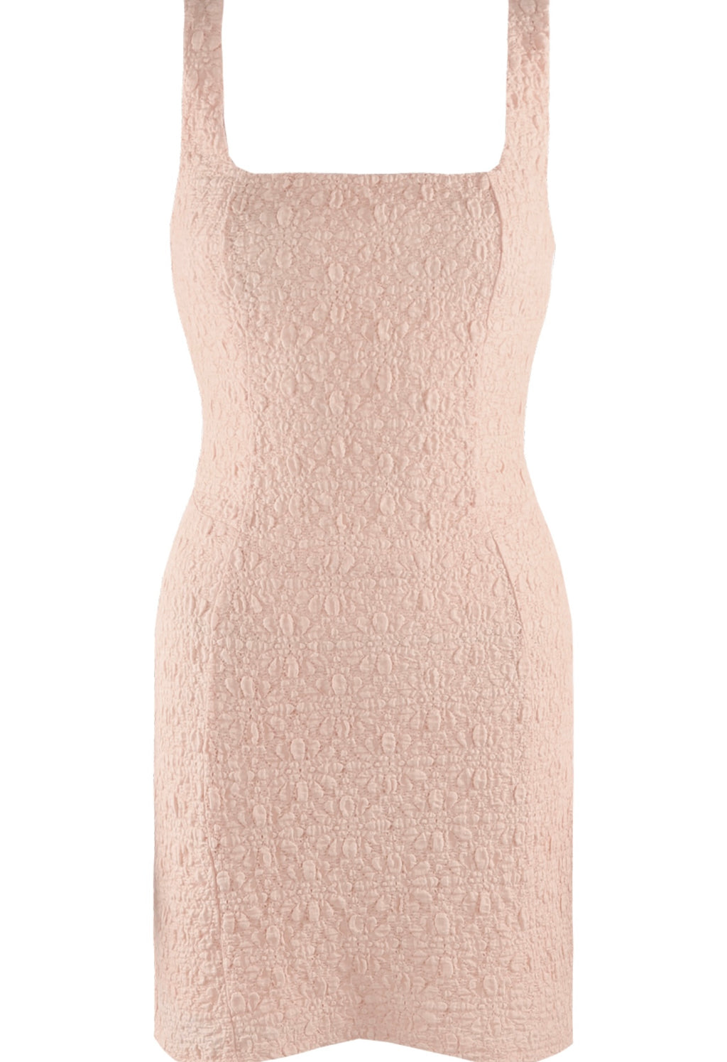 Pink Textured Lace Up Back Mini Dress