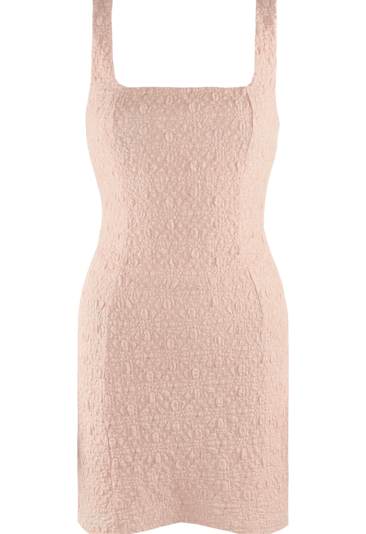 Pink Textured Lace Up Back Mini Dress
