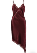 Wine Satin Lace Asymmetric Hem Dress BLUSH CLOTHING Wine Satin Lace Asymmetric Hem Dress BLUSH CLOTHING