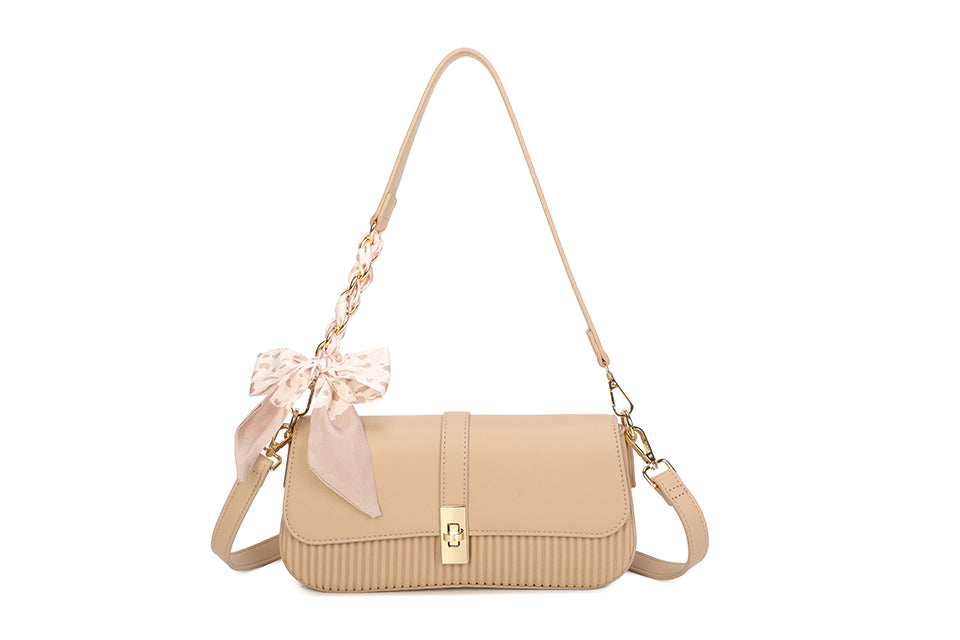 Bow Detail Ribbed Handbag