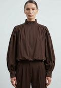 Brown Pleated Bubble Hem Jacket