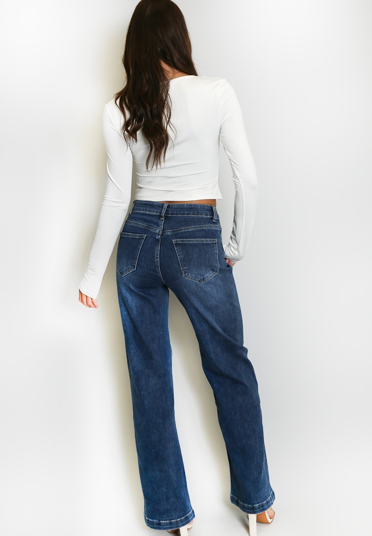 Blue Four Way Stretch Straight Leg Jeans