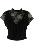 Black Lace Sleeveless Frill Top