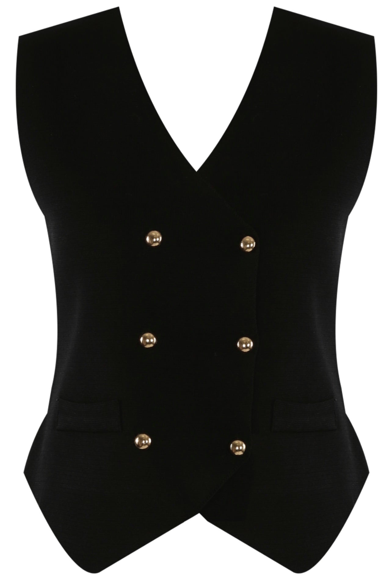 Black Double Breasted Fine Knit Waistcoat