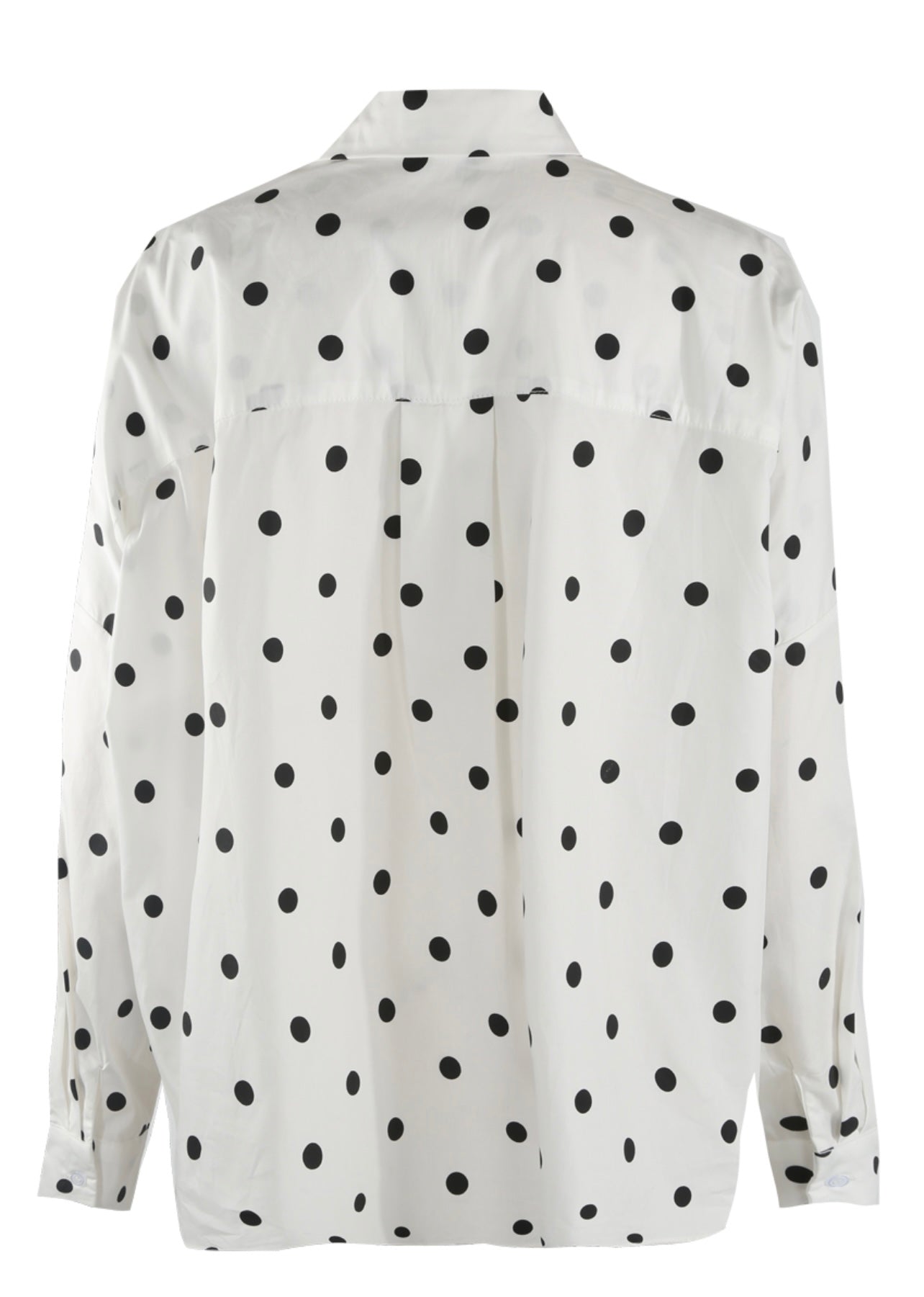 White Polka Dot Gathered Pleat Blouse