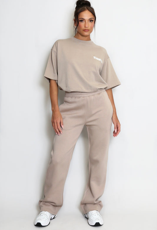 Taupe Luxe Iconic Wide Leg Jogger