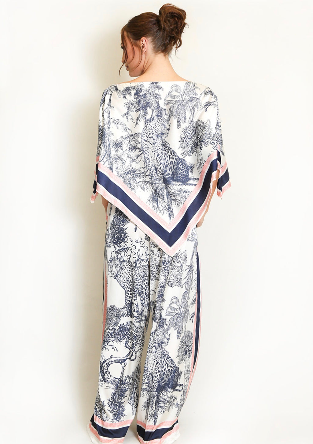 Navy Leopard Print Tunic and Trouser Set