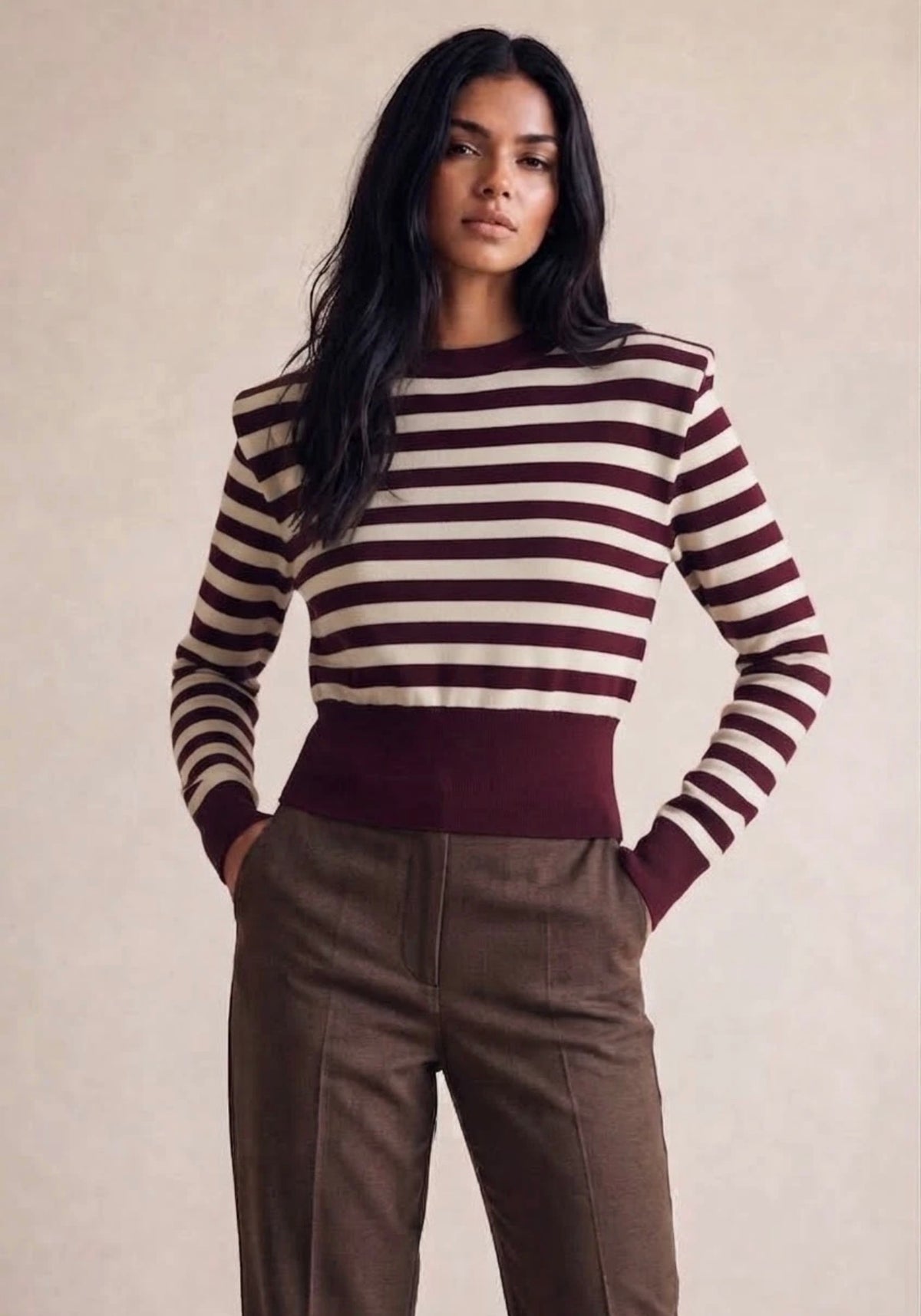 Striped Jumper With Padded Shoulders