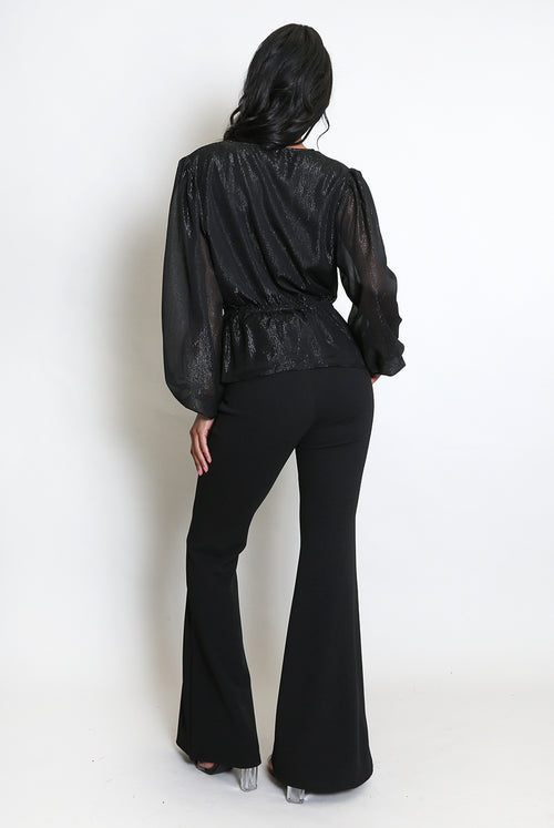 Black Seam Front Flare Trouser