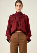 Burgundy Balloon Statement Blouse