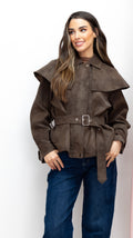 Brown Belted Trench Jacket