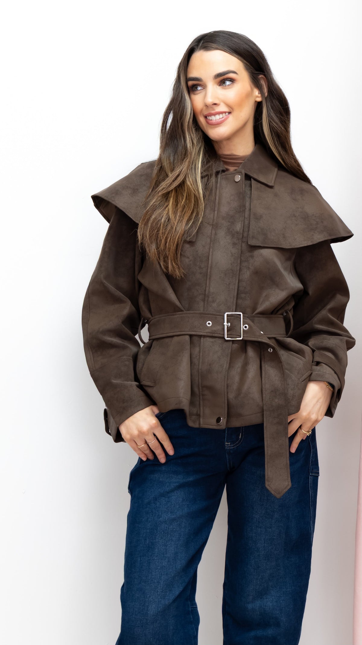 Brown Belted Trench Jacket