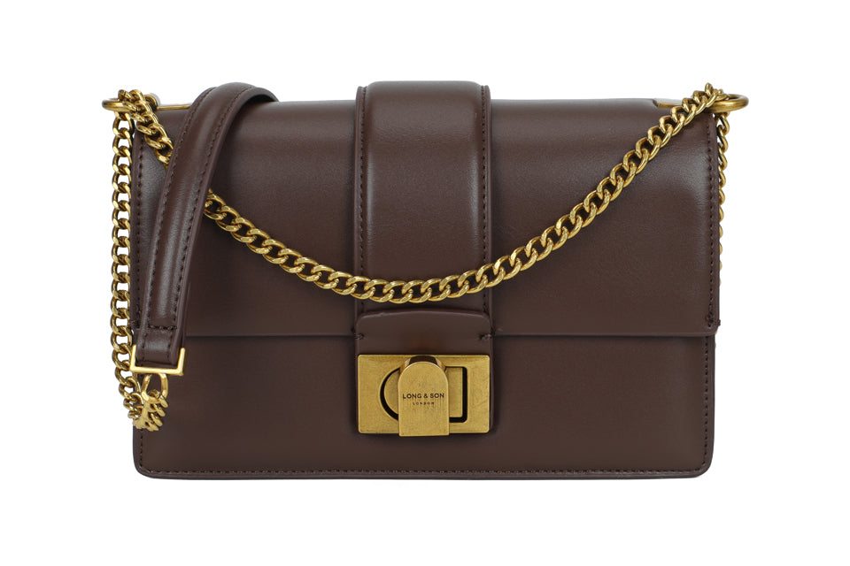 Gold Chain Detail Buckle Handbag