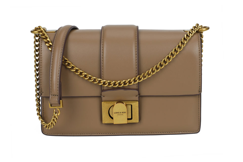 Gold Chain Detail Buckle Handbag