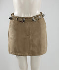 Taupe Suede Belted Skort