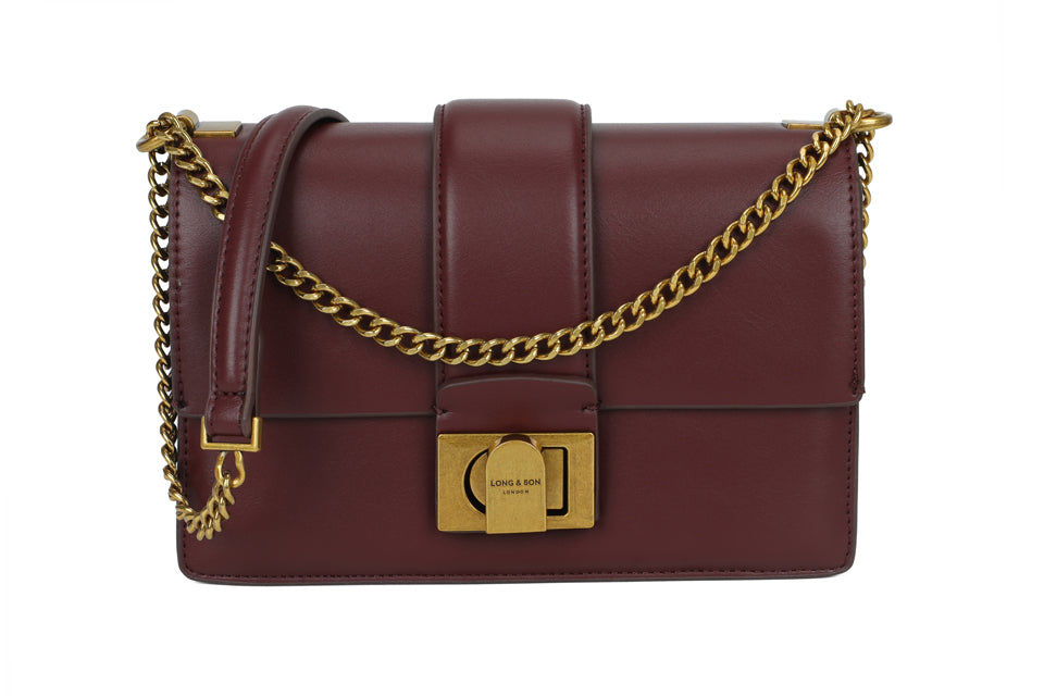 Gold Chain Detail Buckle Handbag