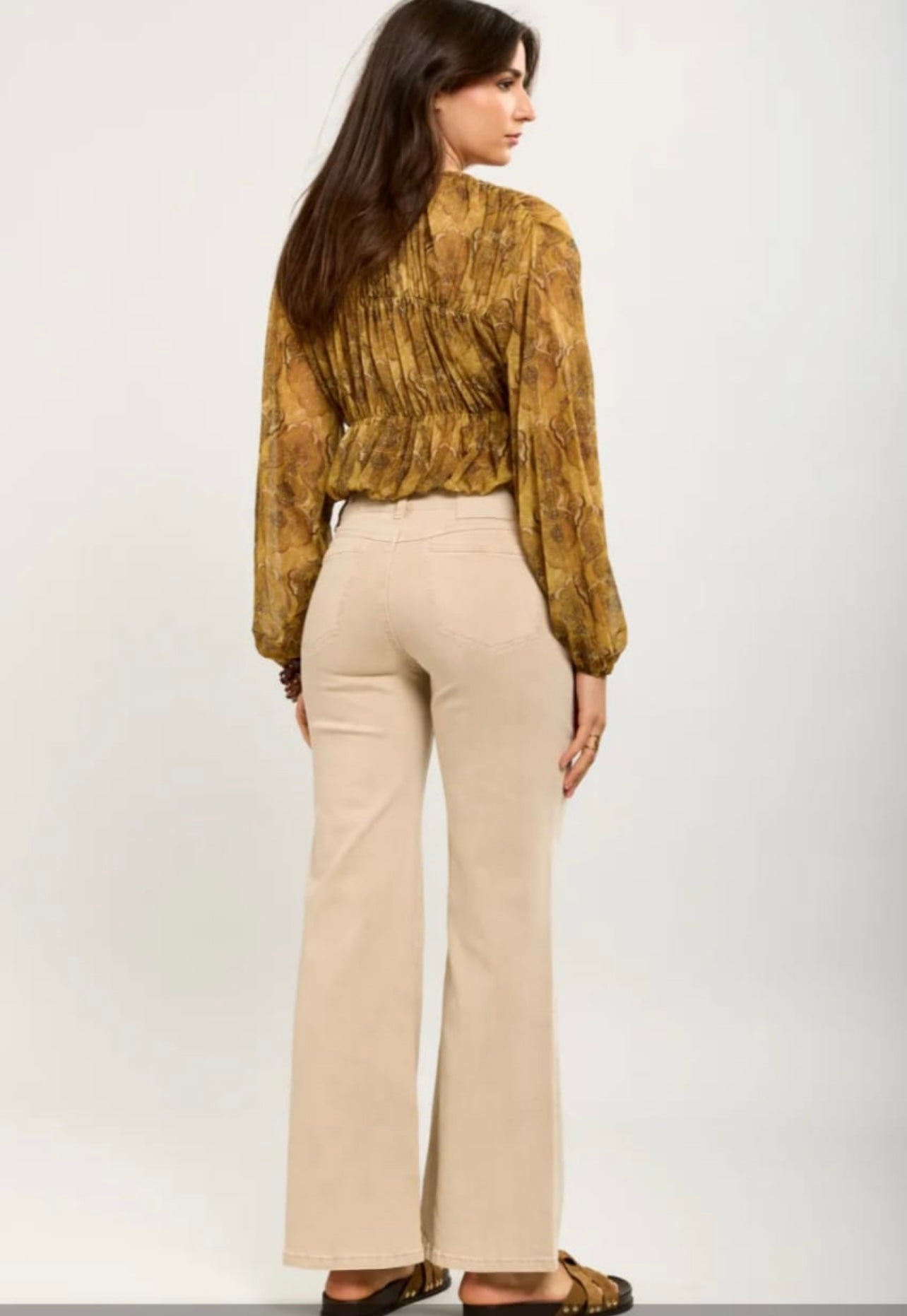 Beige High Waist Wide Leg Jeans