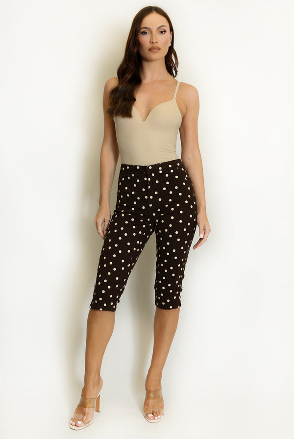 Brown Polka Dot Capri Jegging