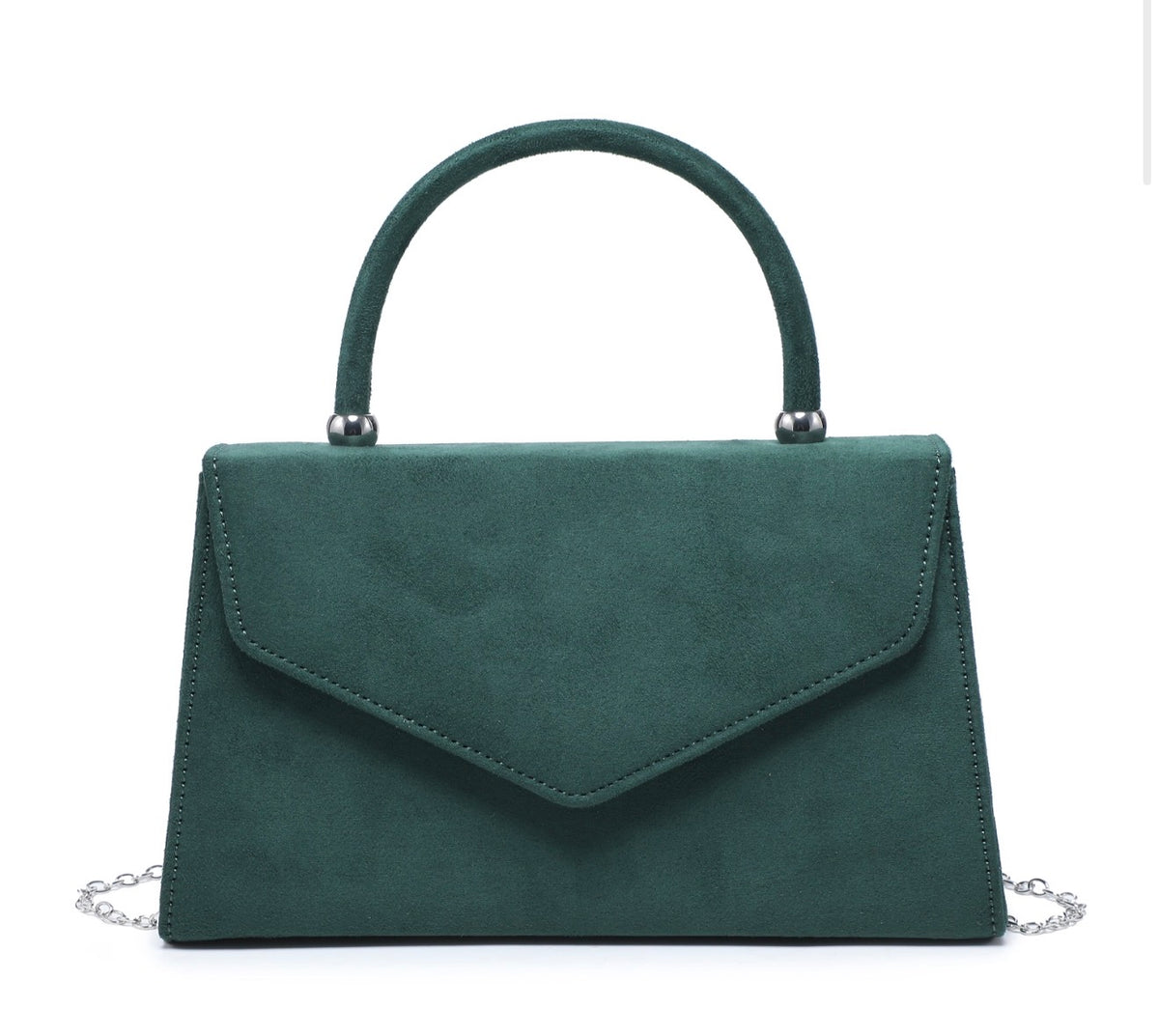 Top Handle Suede Clutch Bag