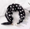 Black Pearl Clasp Polka Dot Neck Scarf