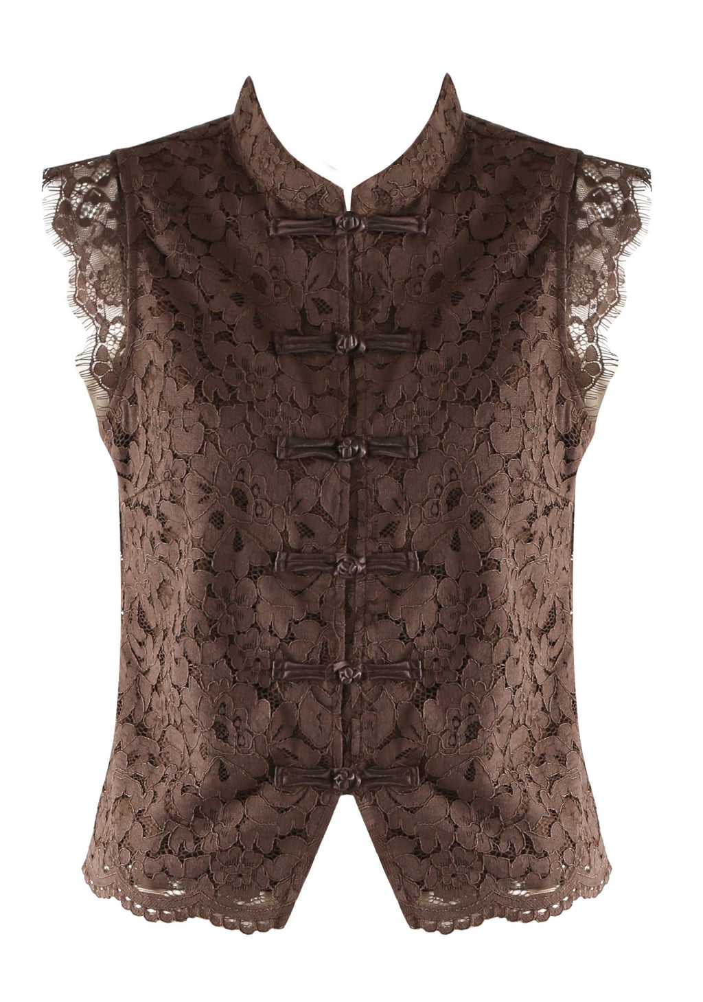 Brown Lace Mandarin Waistcoat