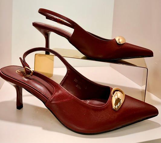 Wine Gold Brooch Heel
