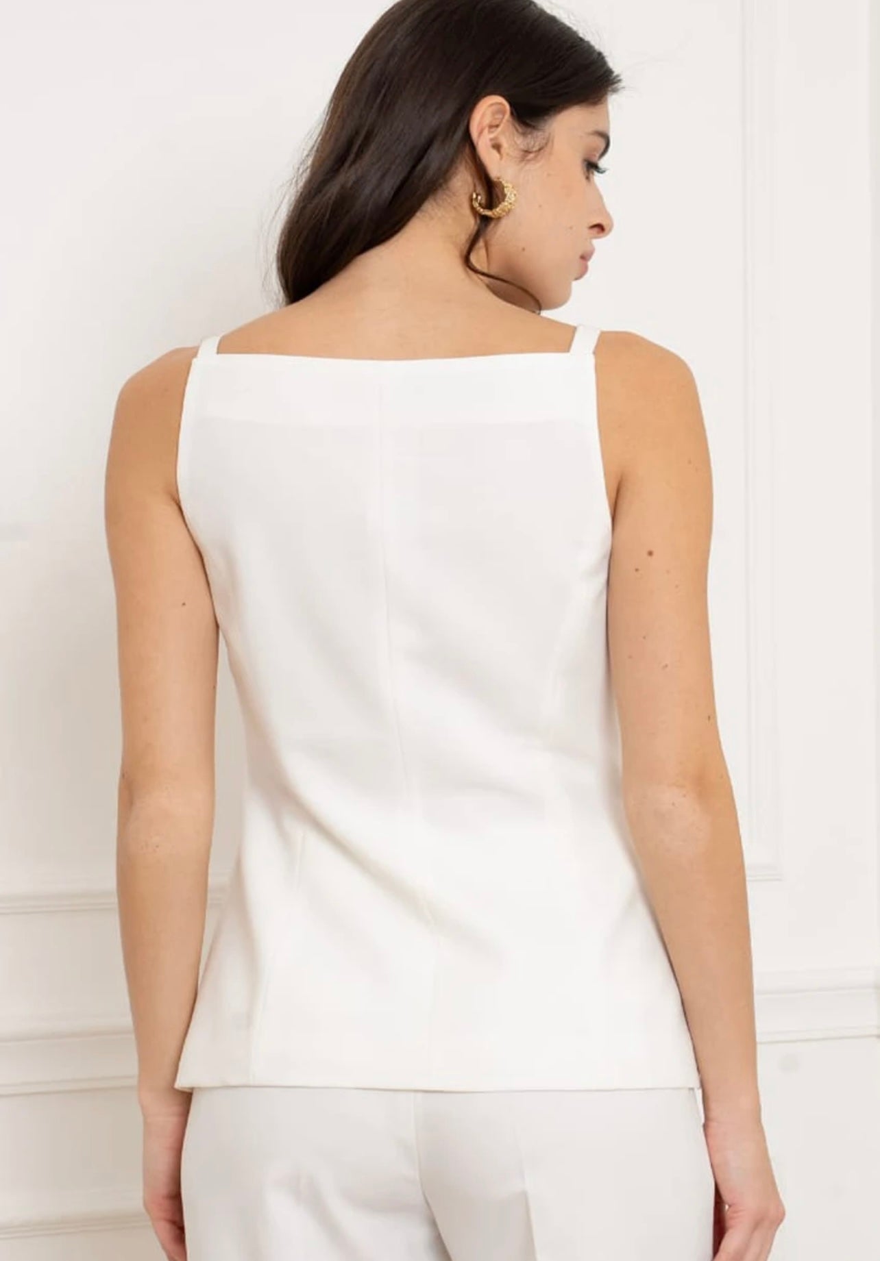 White Tailored Button Through Vest