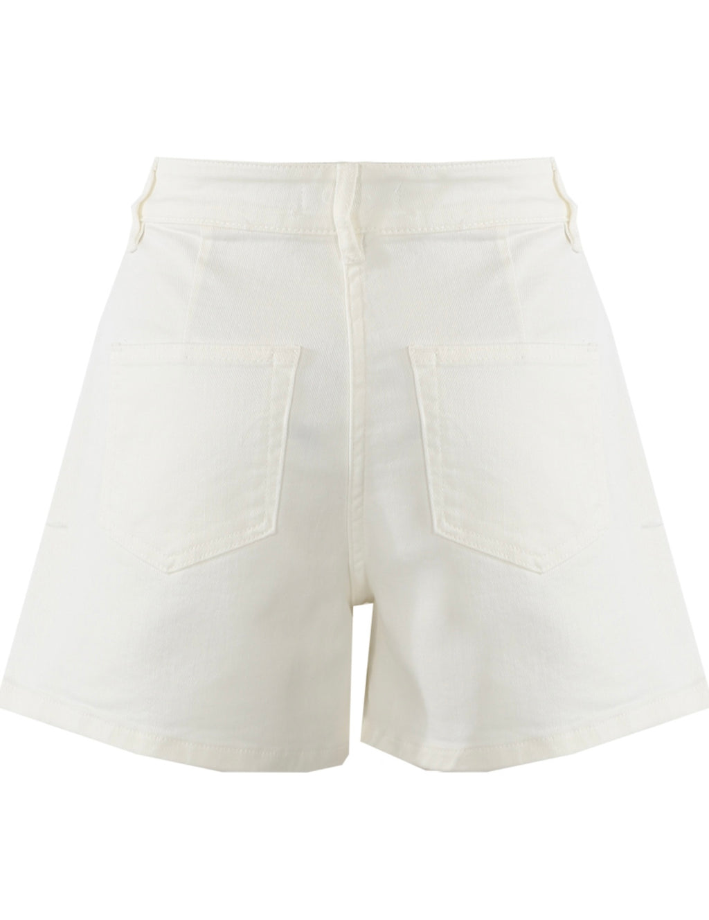 White One Button Wrap Front Denim Skort