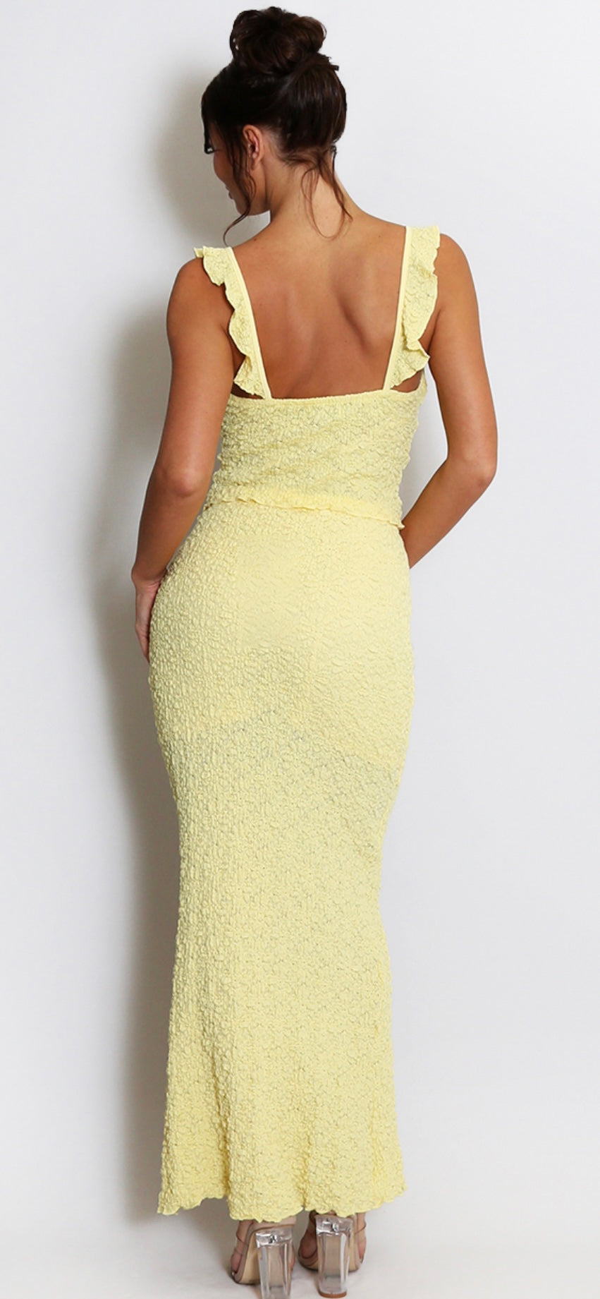Lemon Textured Maxi Skirt ft