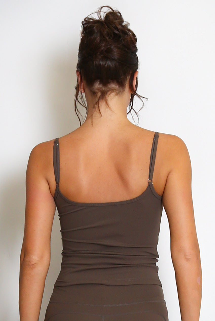 Brown Cami Gym Top