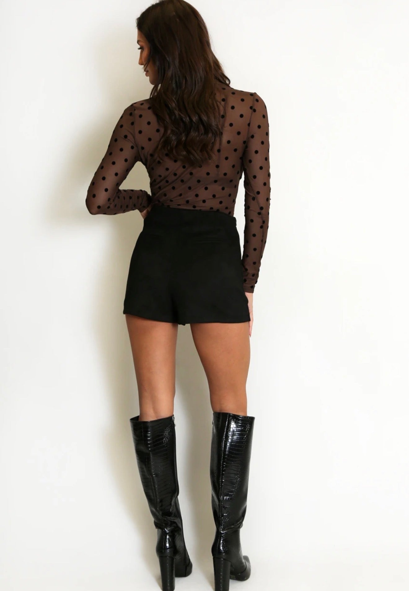 Black Faux Suede Skort
