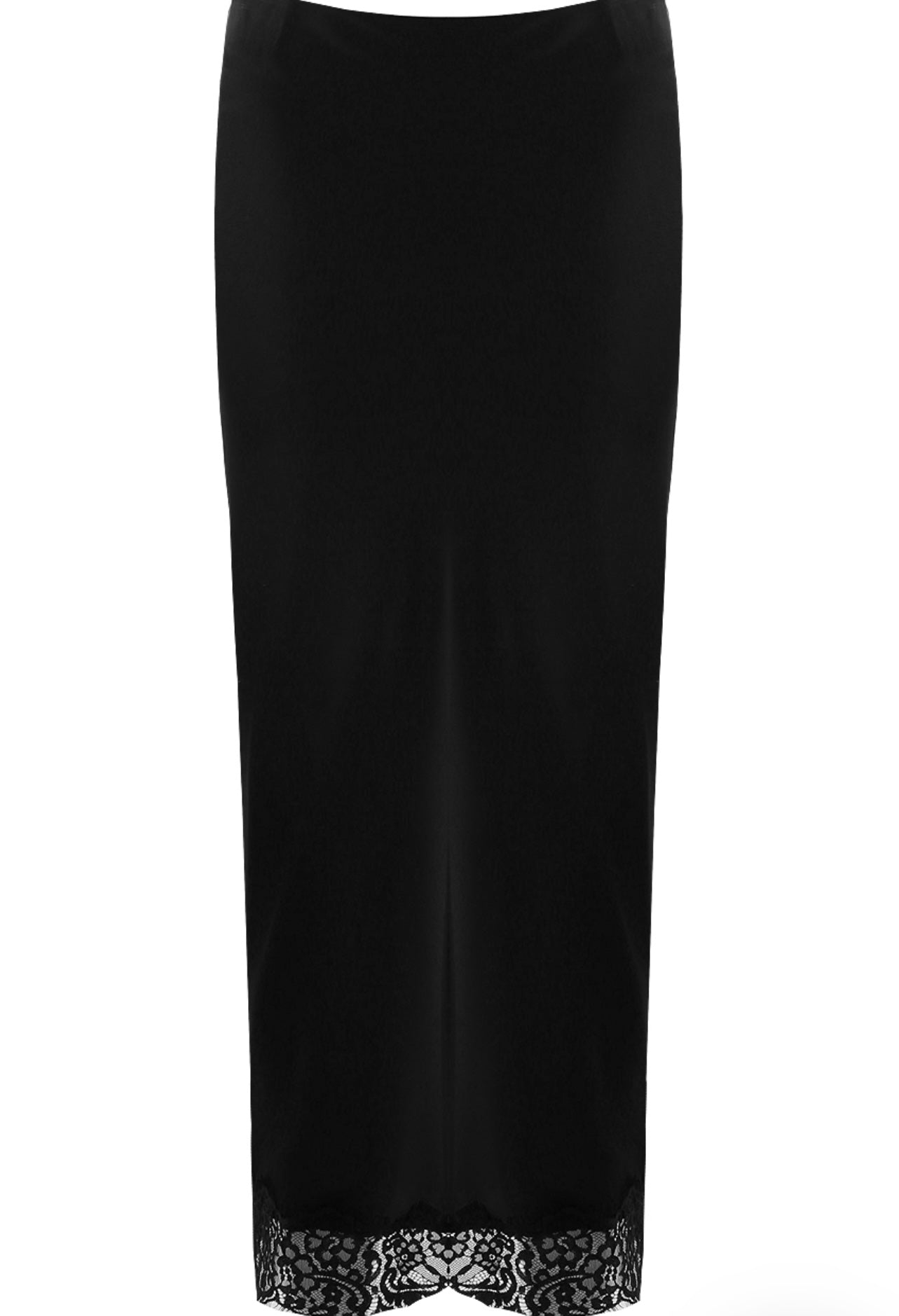 Black Lace Hem Satin Skirt