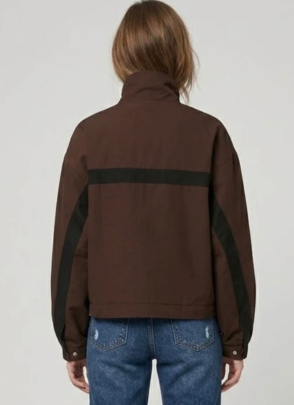 Brown Funnel Neck Track Jacket