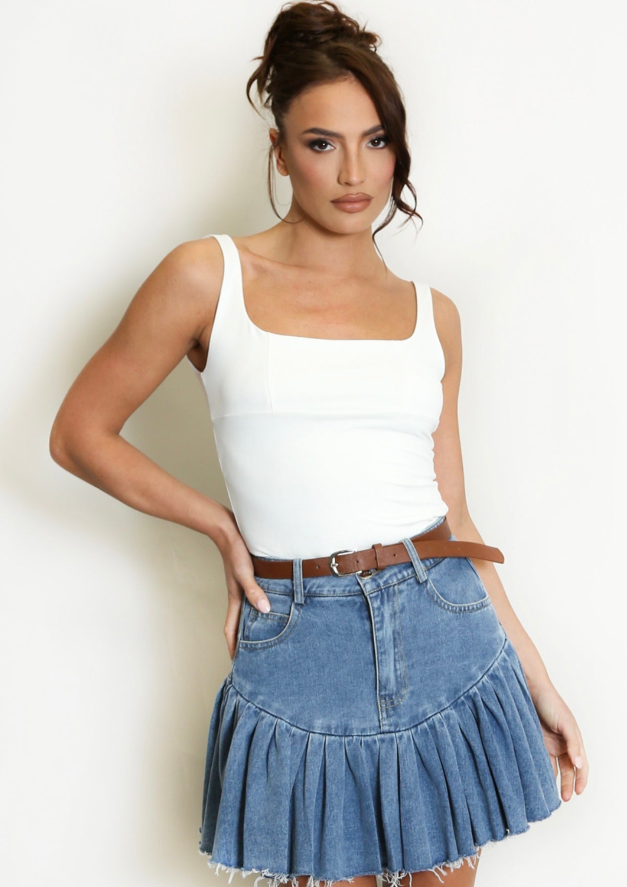 White Square Neck Cami Top