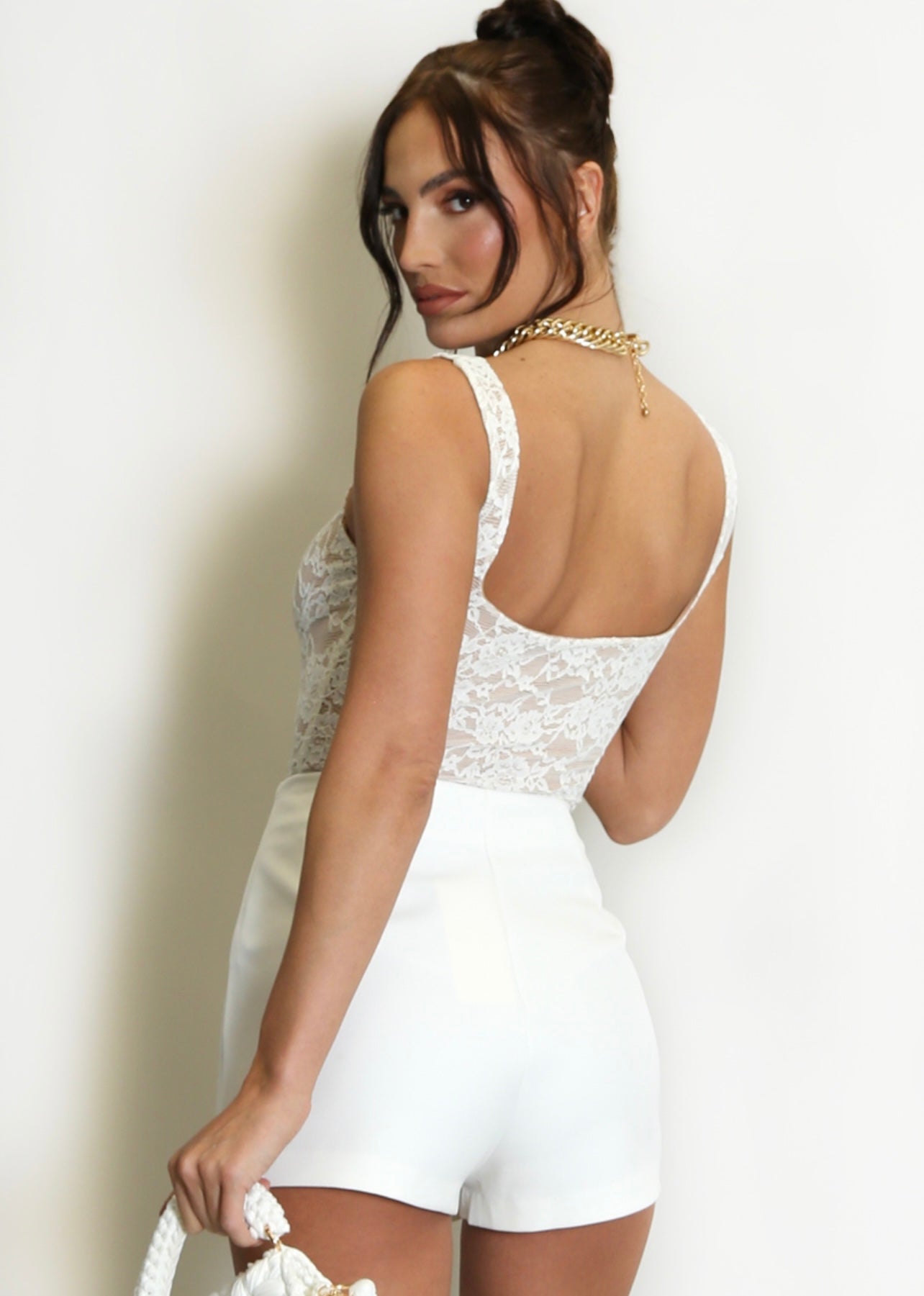 White Lace Bustier Bodysuit
