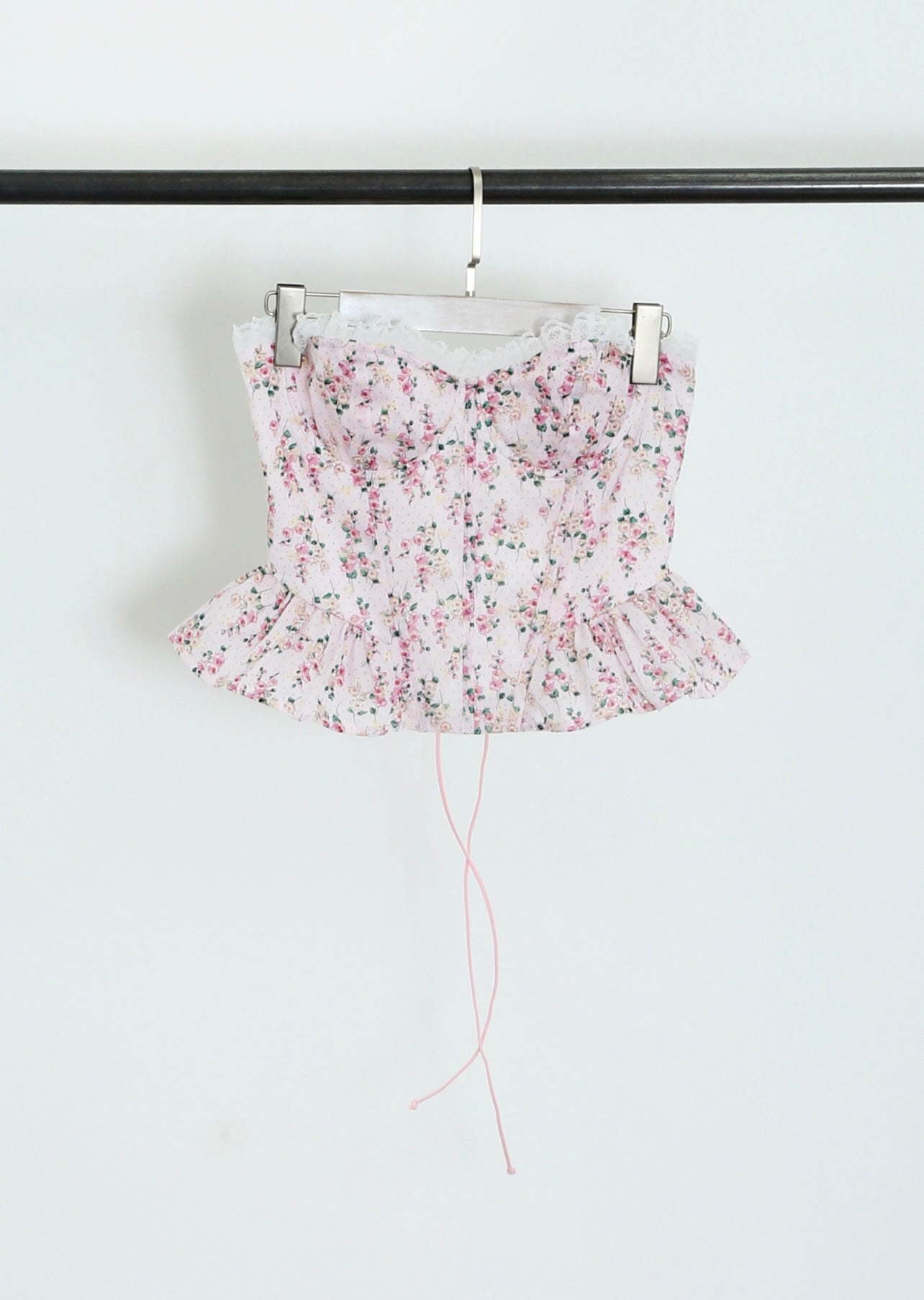 Pink Floral Peplum Corset Top