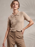 Short Sleeve Textured Knit Polo Top