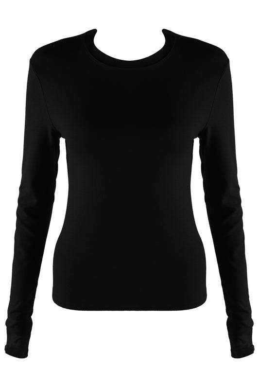 Black Long Sleeve Basic Top