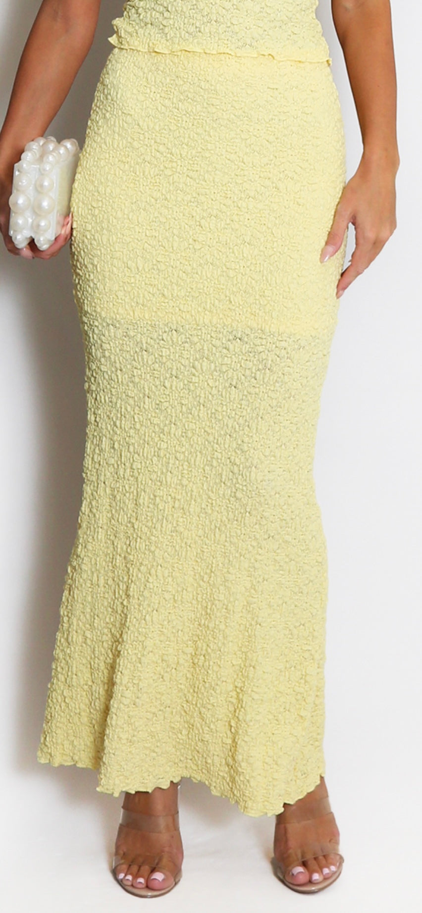 Lemon Textured Maxi Skirt ft