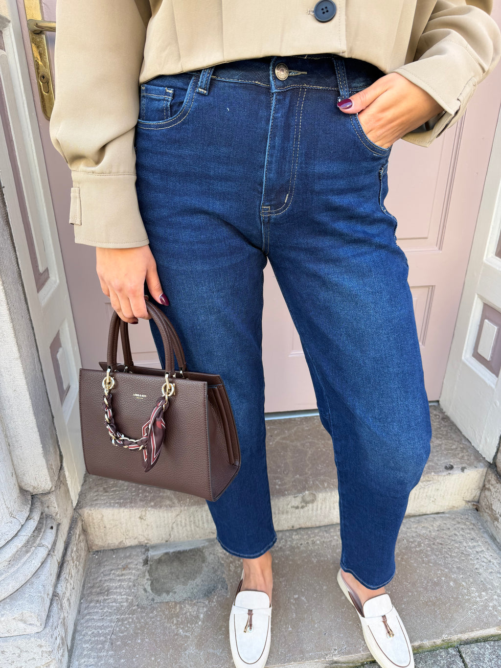 Gold Chain And Scarf Detail Handbag