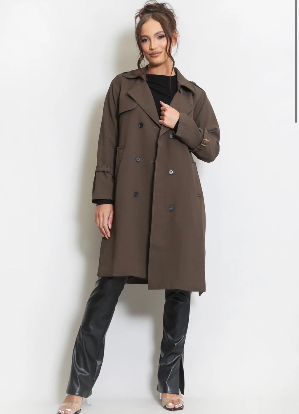Brown Belted Trench Coat