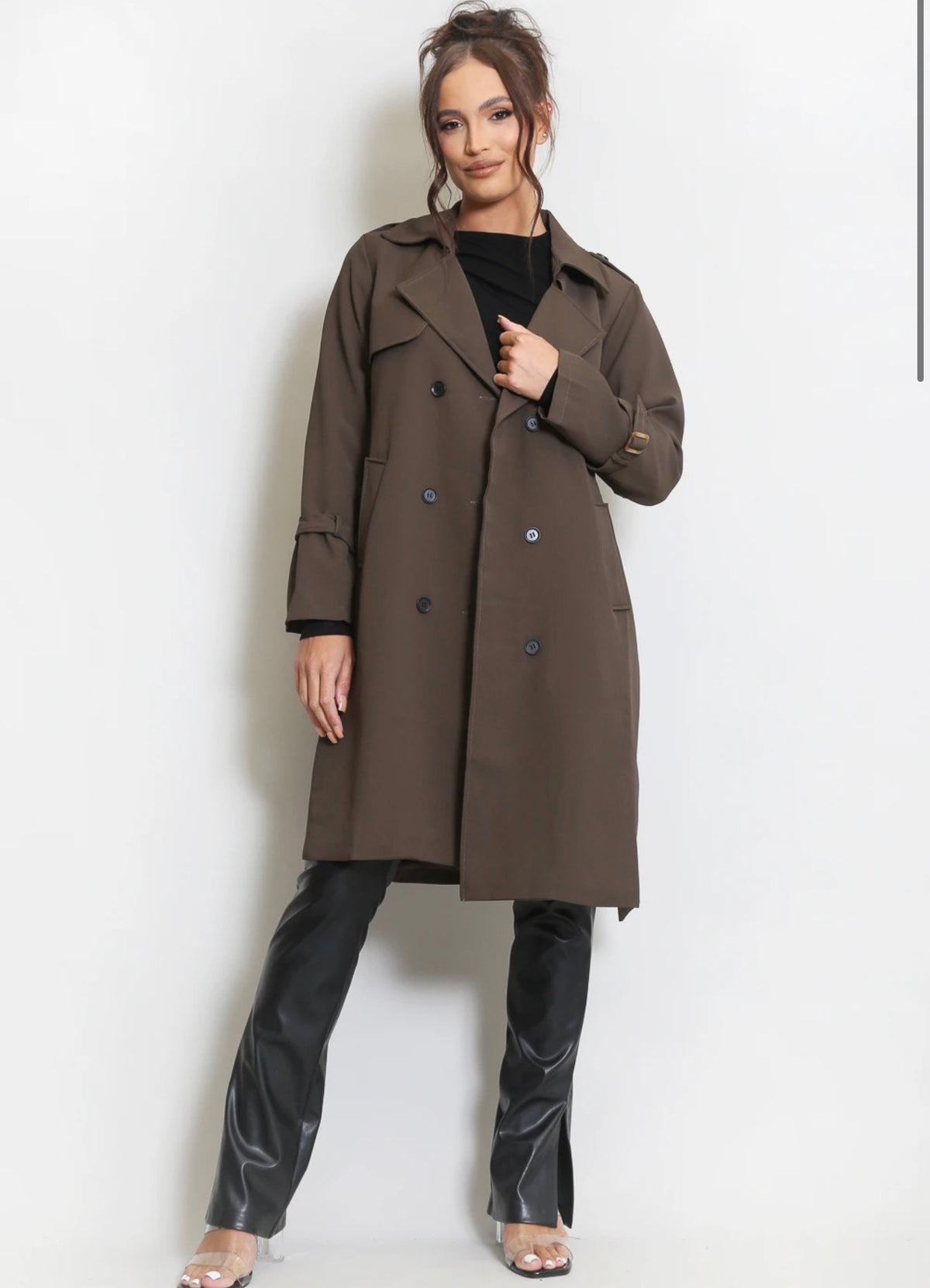 Brown Belted Trench Coat