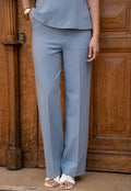 Light Blue Straight Leg Tailored Trousers