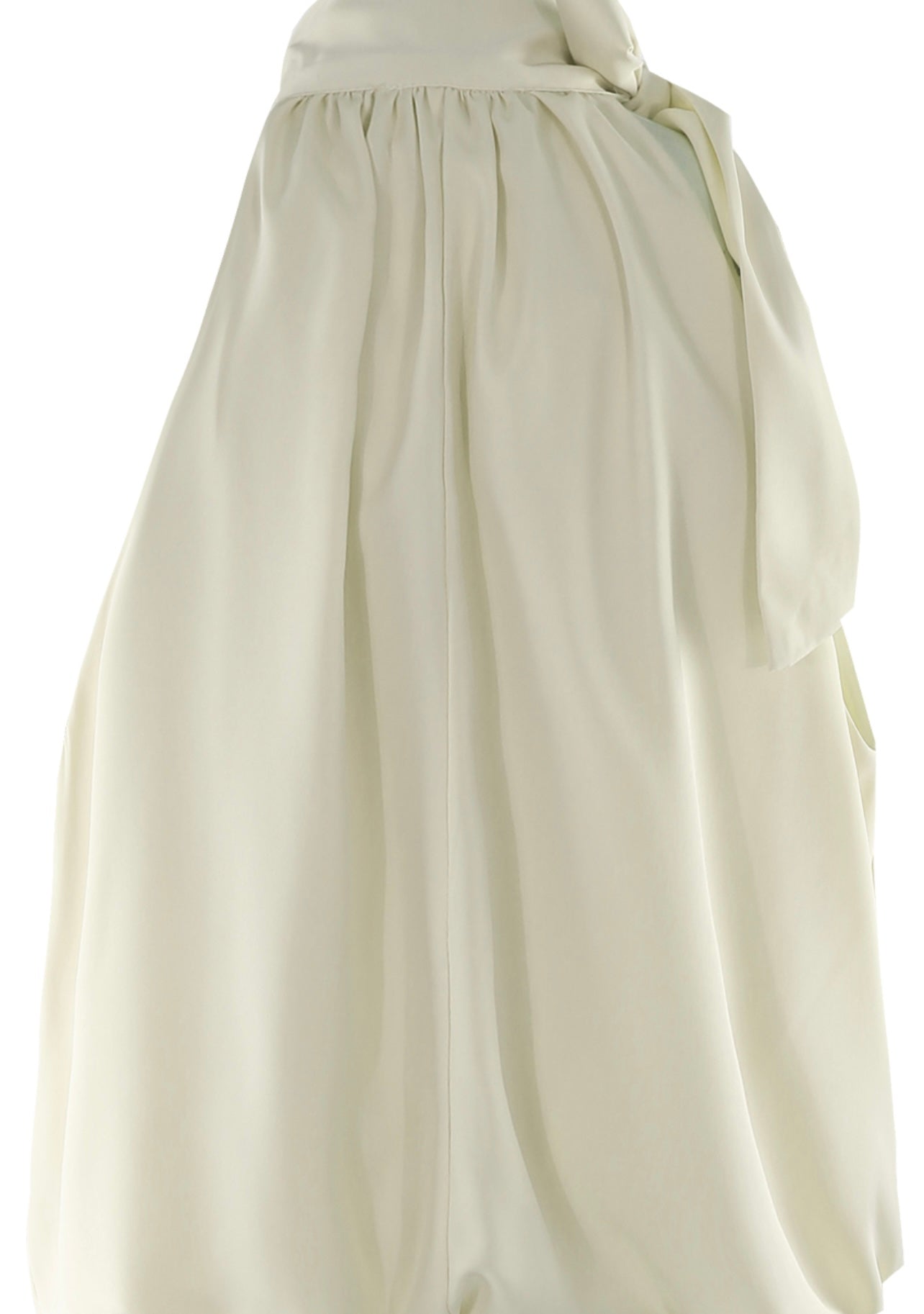 Cream Bow Neck Balloon Hem Blouse