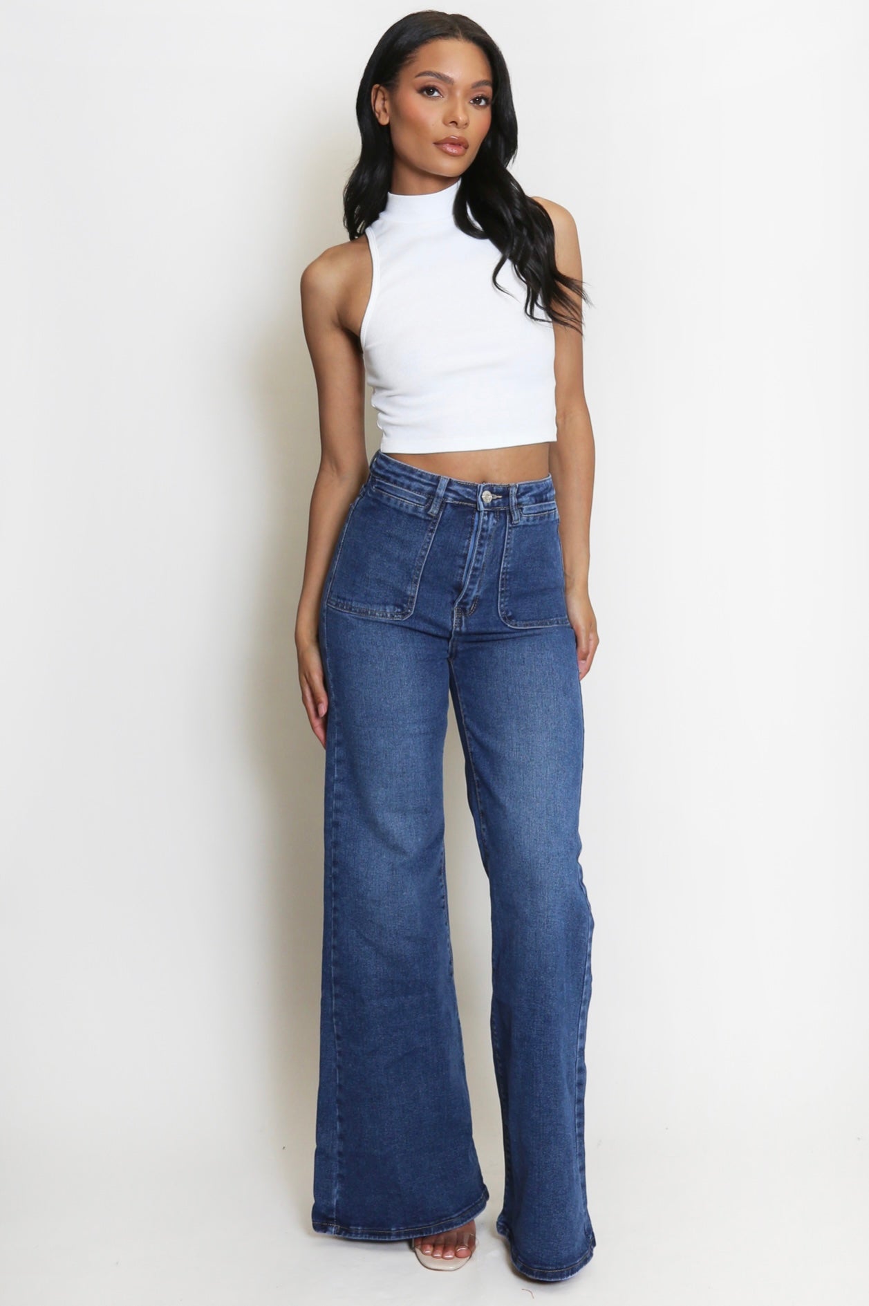 Blue High Waist Flare Jeans