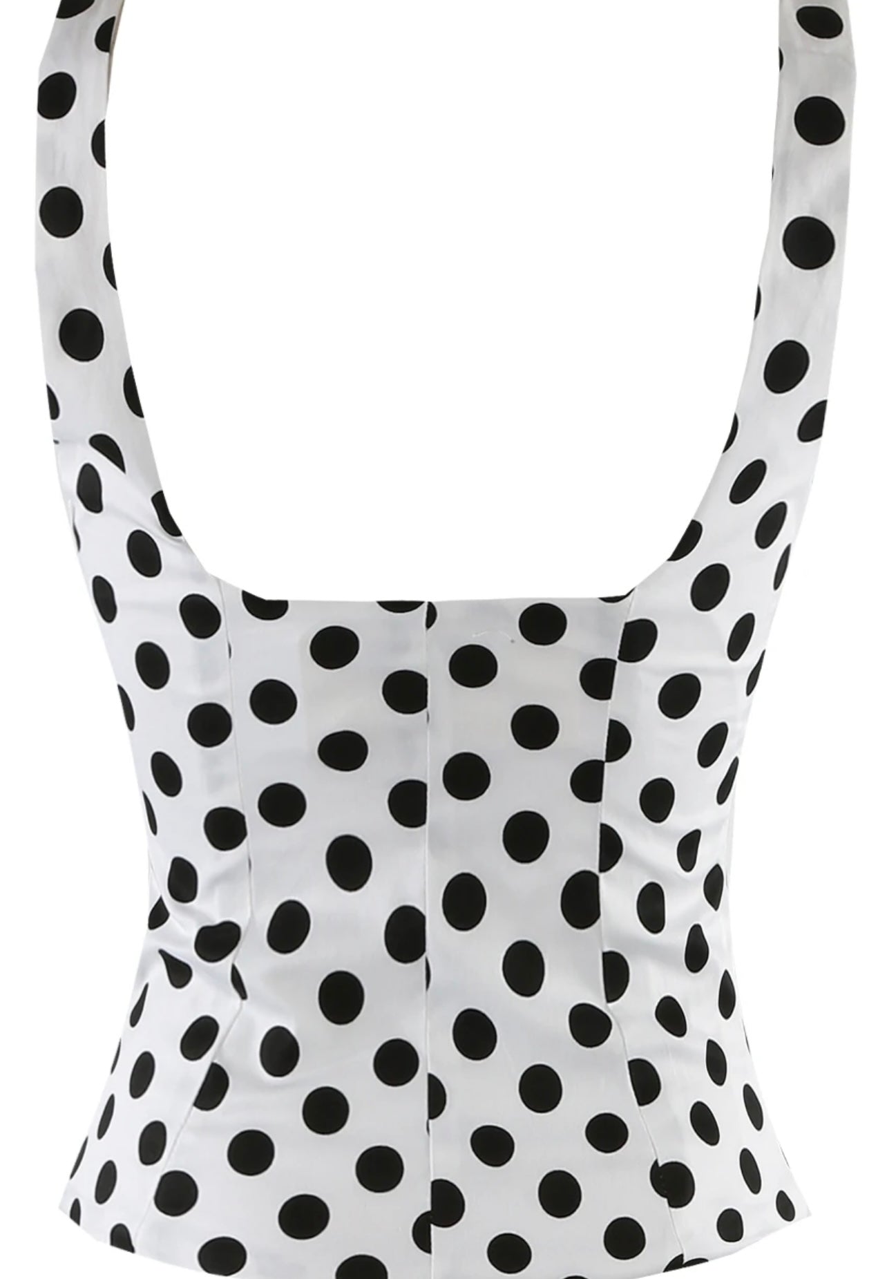 White Polka Dots Square Neck Tailored Top