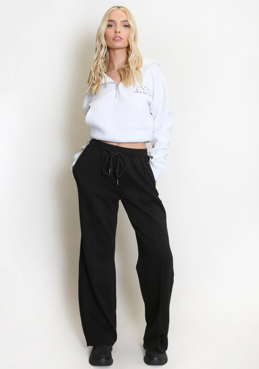 Black Elasticated Waist Wide Leg Jogger