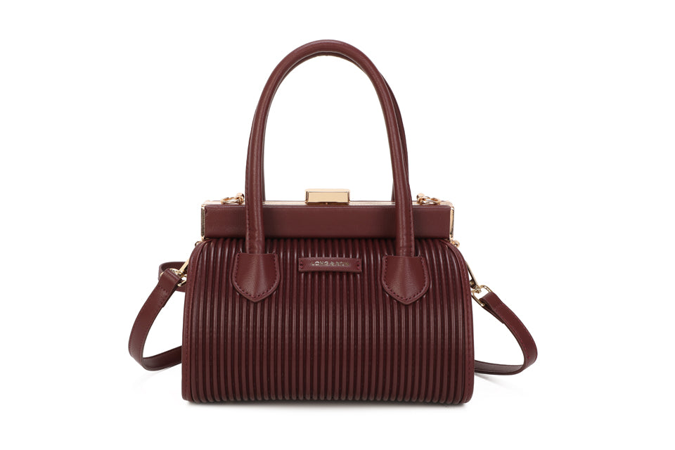 Ribbed Detail Gold Detail Buckle Hamdbag