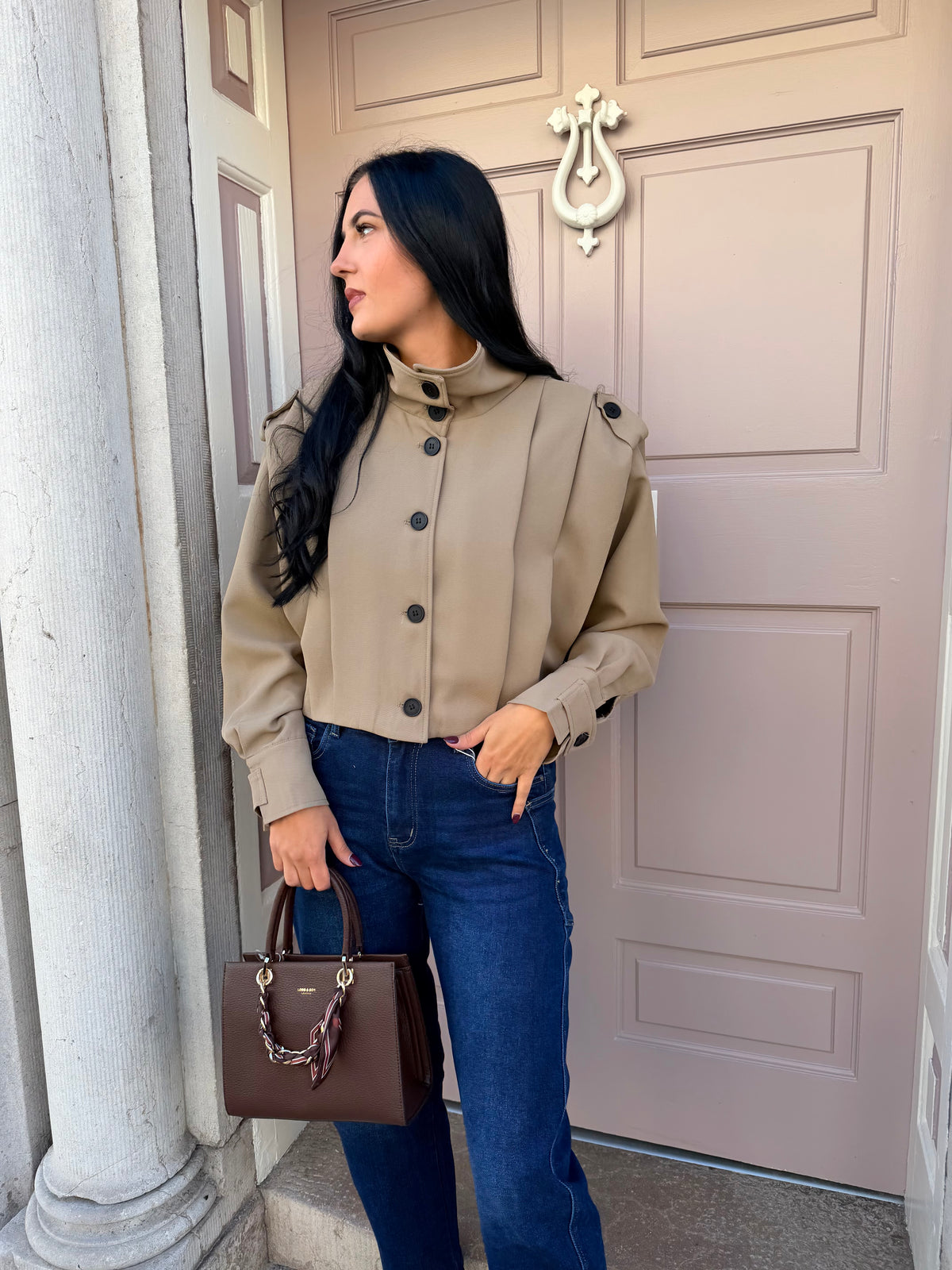 Taupe Cropped Jacket