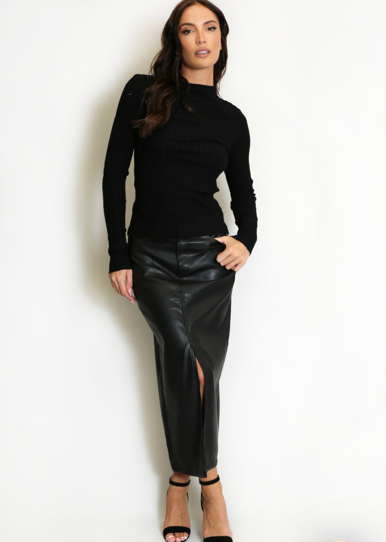 Black Soft Knit Mock Neck Wool Jumper